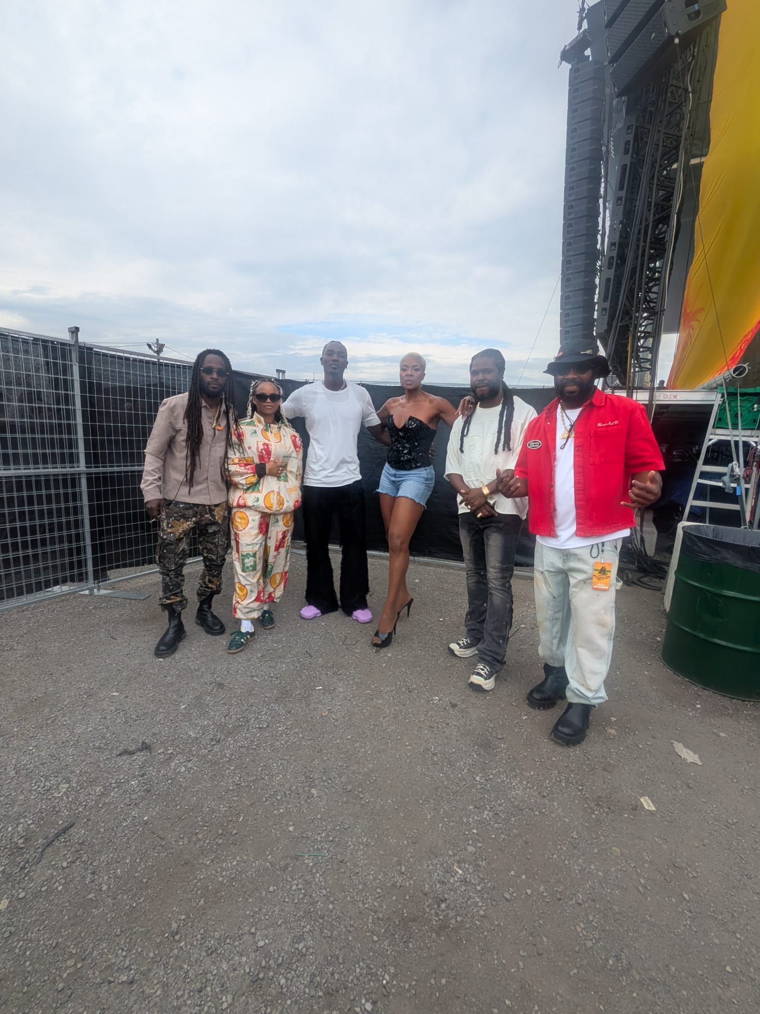 Kirk Diamond with Exco Levi, Jully Black, Tobi, Lila Ike and Jesse Royal backstage at Kaya Fest Toronto